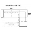 dimensions of corner set LEGATO with extension and storage container